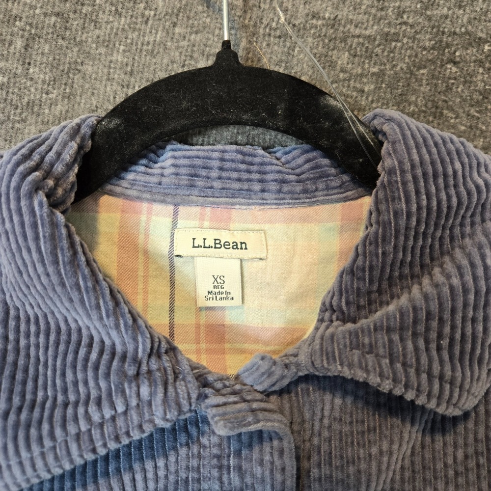 LL Bean Shirt Jacket Womens XS Blue Corduroy Plaid Flannel Lined Shacket - Picture 3 of 9